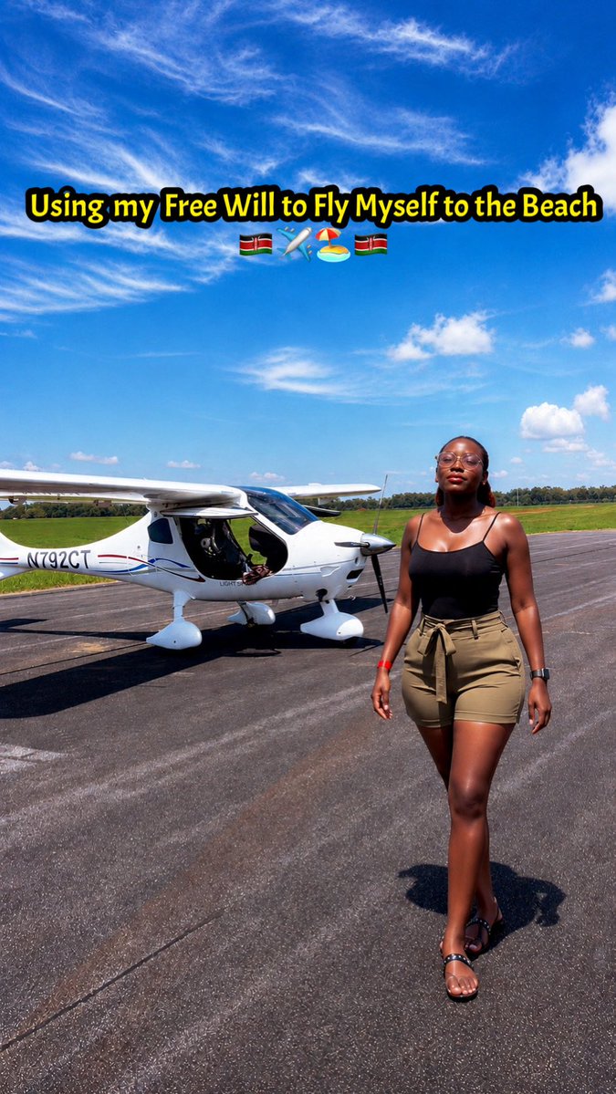 Using my free will to fly myself to the Beach for the Sunset ✈️🇰🇪 #kenyan #femalepilot #nairobi #blackpilot #kenyanpilot