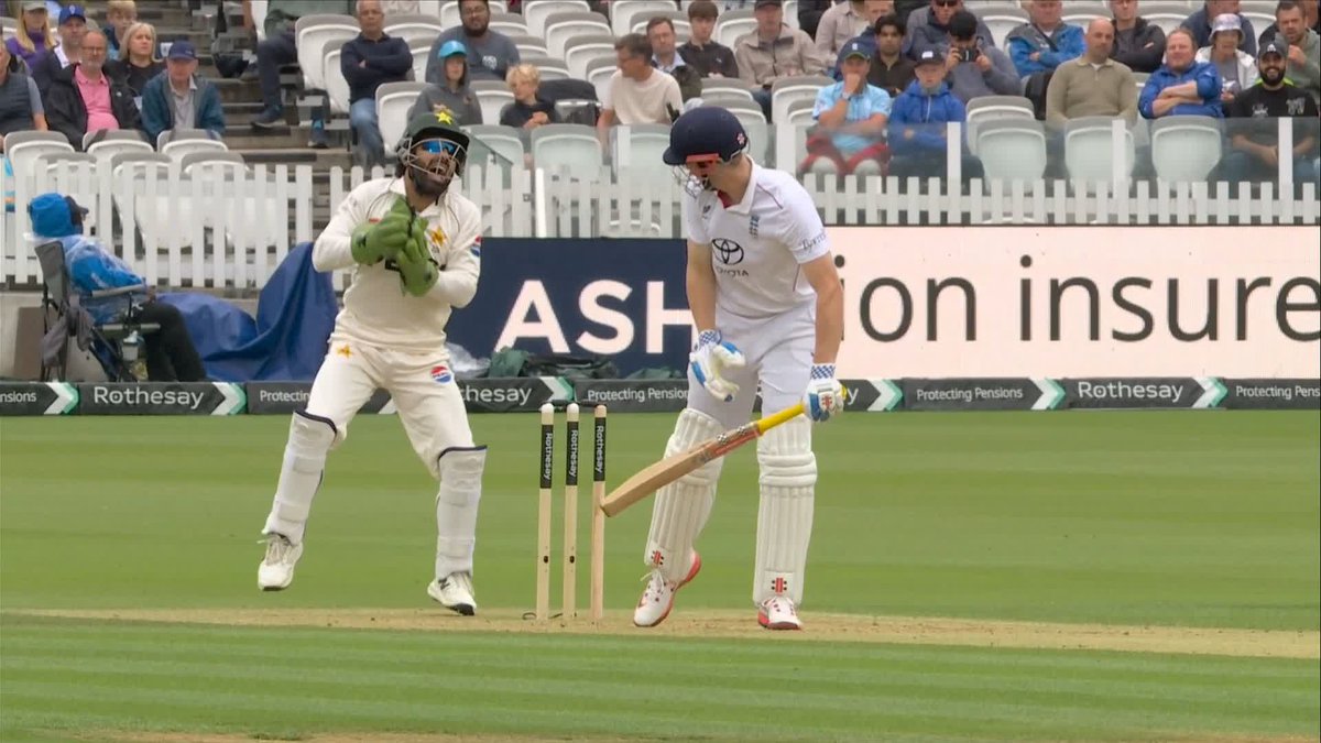 Abbas produces the edge and Harry Brook is caught behind. 🏏