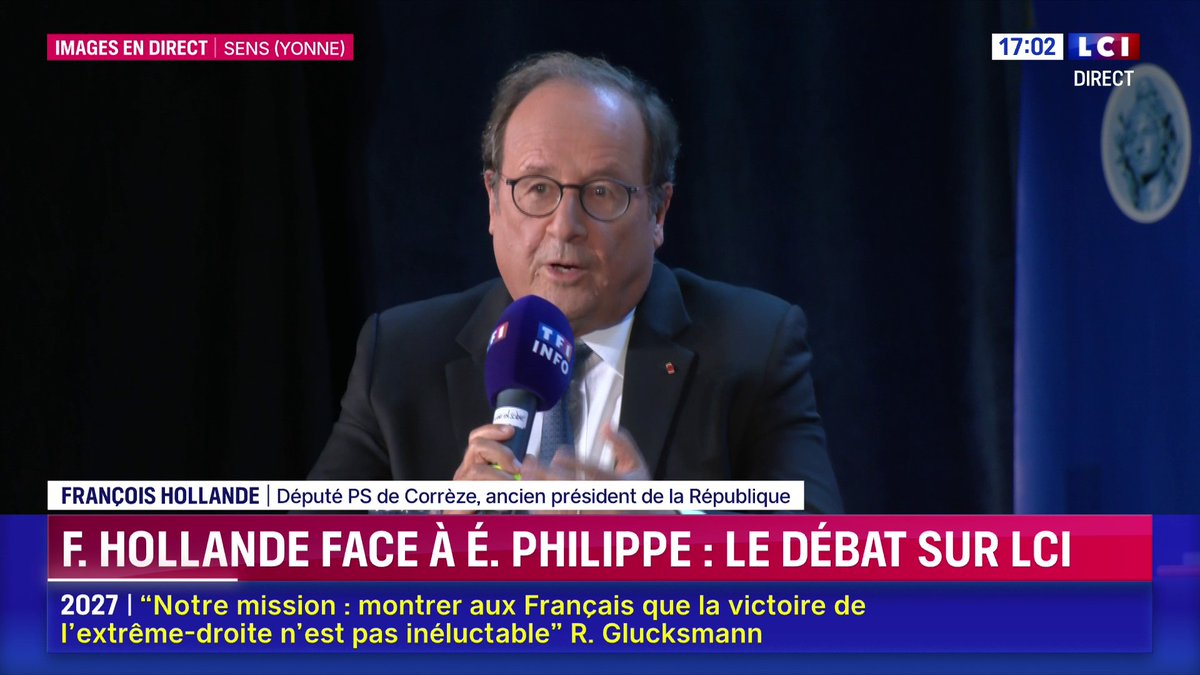 🔴 "La priorité c'est d'abord de faire en sorte que nous réduisions le déficit public", François Hollande 📺 Suivez le débat entre François Hollande et Édouard Philippe sur LCI avec Darius Rochebin
