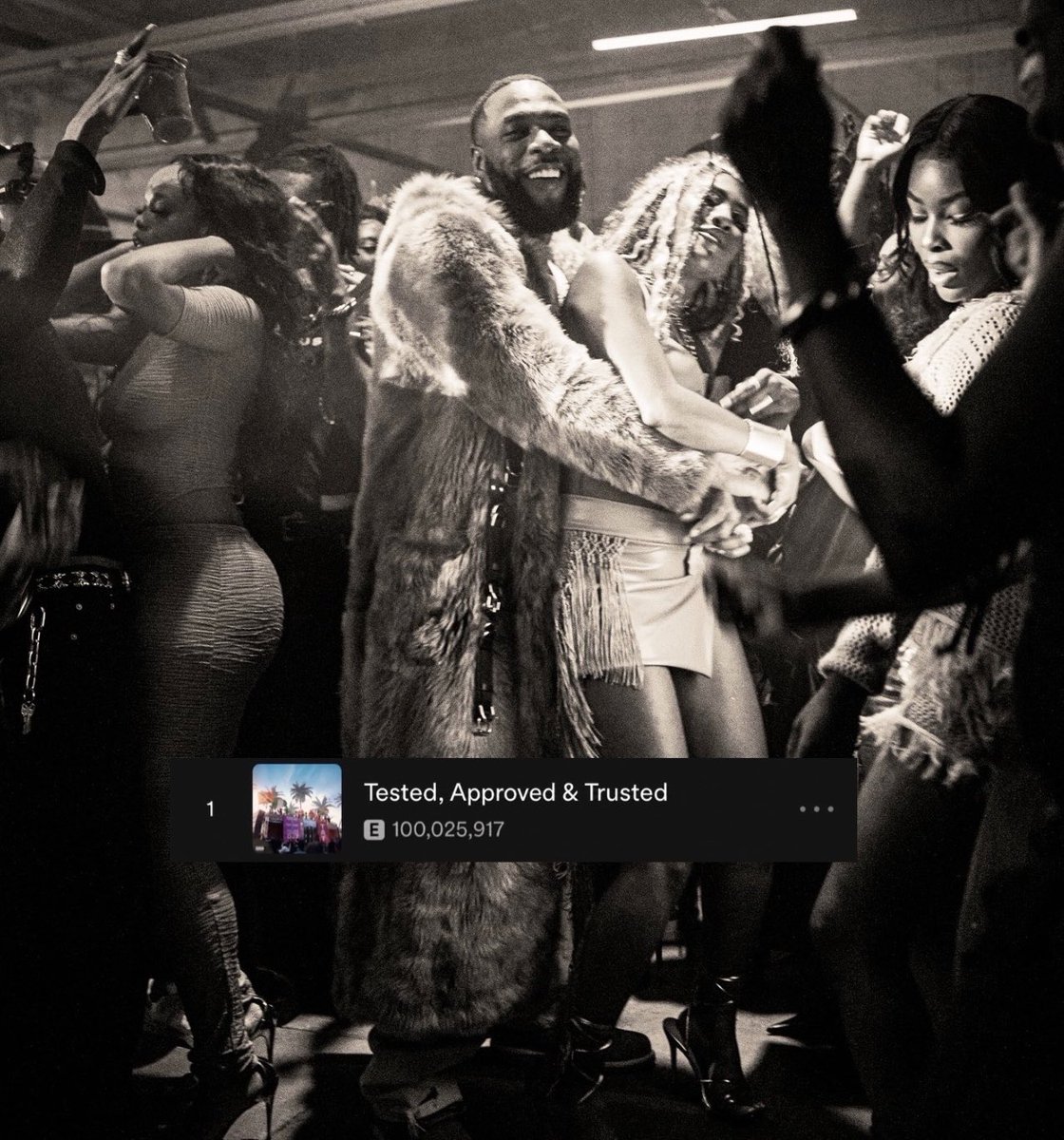 JUST IN: BURNA BOY’S “TESTED, APPROVED & TRUSTED” HAS NOW SURPASSED 100 MILLION ORGANIC STREAMS ON SPOTIFY, IT MARKS HIS 9TH SOLO SONG AND 22ND CAREER SONG TO REACH THE MILESTONE — THE MOST FOR ANY AFRICAN ARTIST IN HISTORY! 🐐