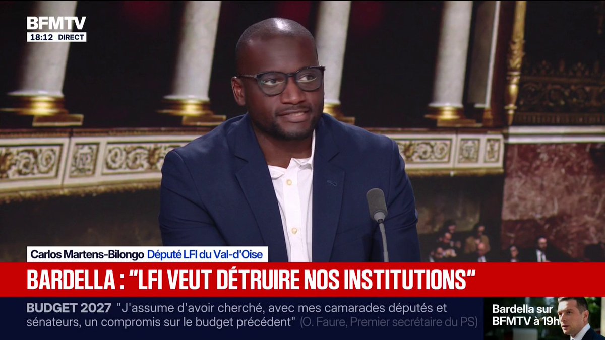 "Demain si vous êtes gouvernés par une extrême droite qui remet en cause toutes nos libertés publiques, c'est normal que les syndicats se lèvent pour manifester", déclare Carlos Martens-Bilongo, député LFI