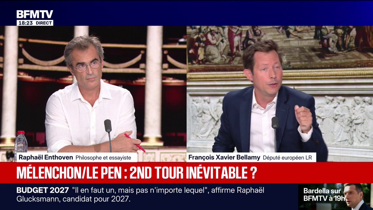 "Dans le cas Le Pen/Bardella, il y a une possibilité pour eux de convertir en force ce qui est une contradiction spectaculaire", explique Raphaël Enthoven, philosophe et essayiste