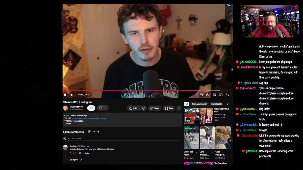 Tommy C GOES OFF on iDubbbz for claiming Ethan Klein is financially torturing him "Think twice before you call a f*cking multimillionaire... a g*nocidal maniac because he doesn't want Israel wiped out. So get f*cked." Once again, Tommy C is right about everything: idubbbz thought that he was untouchable because he was 'friends' with hasanabi.
