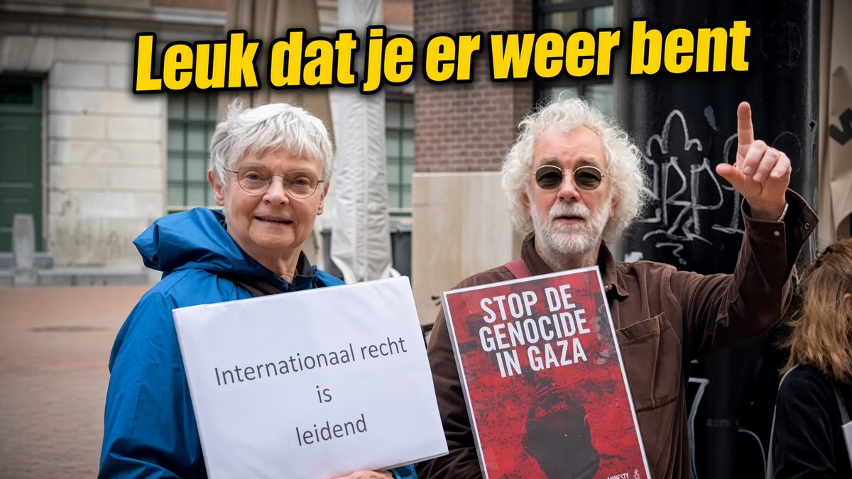 ”Leuk dat je er weer bent! Ik had je gemist!” Het gebiedsverbod is van de baan, dus de camera draait weer als vanouds, pal achter het stadhuis van burgemeester Kamminga. Zelfs bij de demonstranten kon er een warm welkom af. 😉 #Groningen #persvrijheid #Palestina