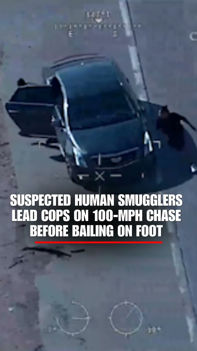 Suspected human smugglers hit speeds topping 100 mph before their getaway unravels on a Texas highway. Helicopter video captures authorities chasing the vehicle along I-10 before it slows and two men bail out, sprinting across the highway as officers close in. One suspect is quickly caught. Authorities say the other takes the escape even further, allegedly carjacking a civilian at gunpoint before he is also taken into custody. The suspects are expected to face human smuggling and evading arrest or detention charges.