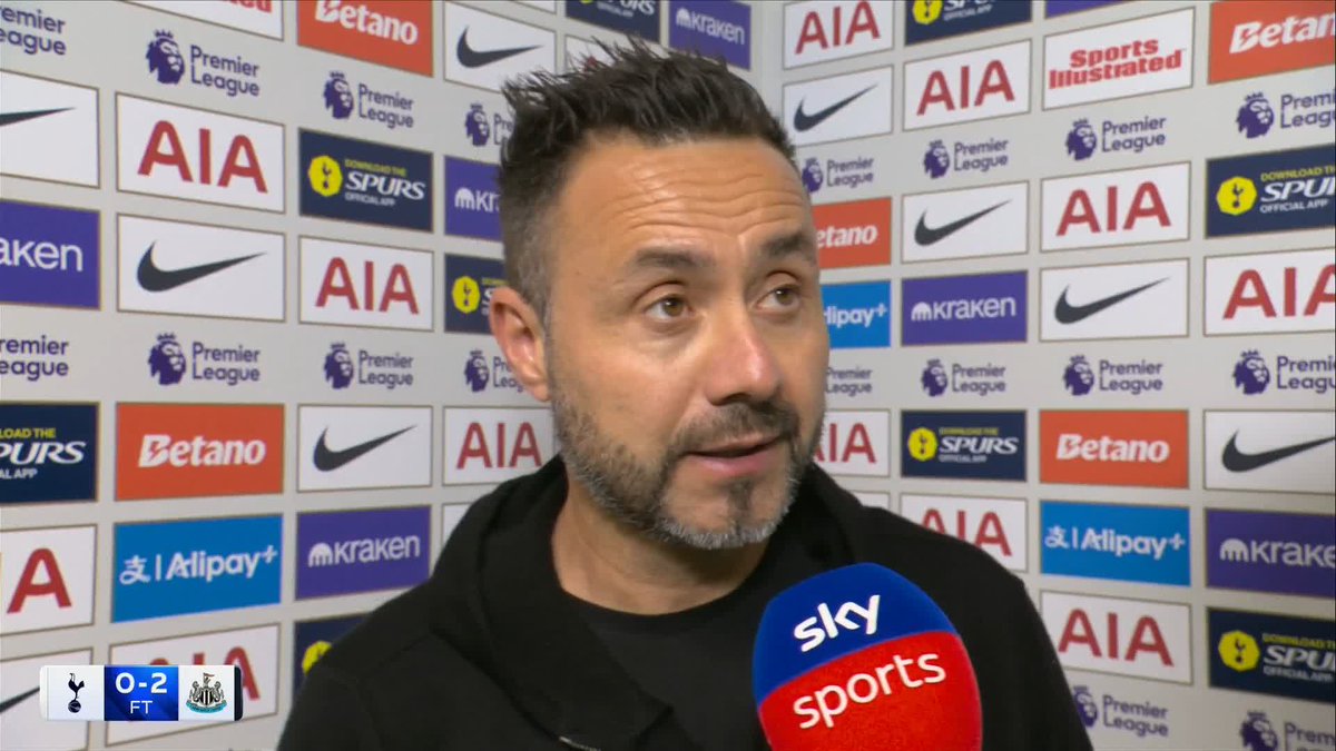 "I have no panic, I know very well where I'm going" Roberto De Zerbi apologises to Spurs fans after the defeat to Newcastle 🔊