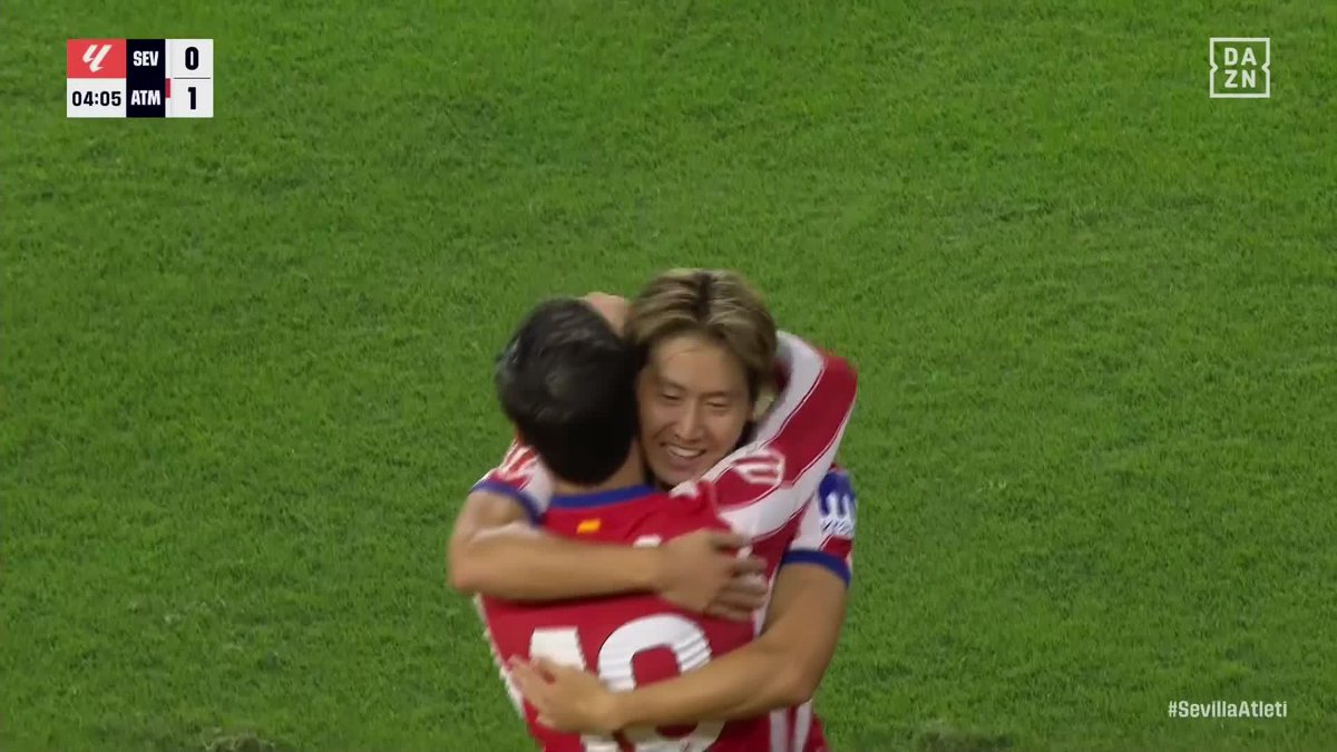 一撃必殺スルーパス⚡️ 🇰🇷イ・ガンインが今季初アシスト ゴールのバエナと熱く抱擁🤗 🇪🇸ラ・リーガ第3節 🆚セビージャ×アトレティコ #ラ・リーガ #だったらDAZN