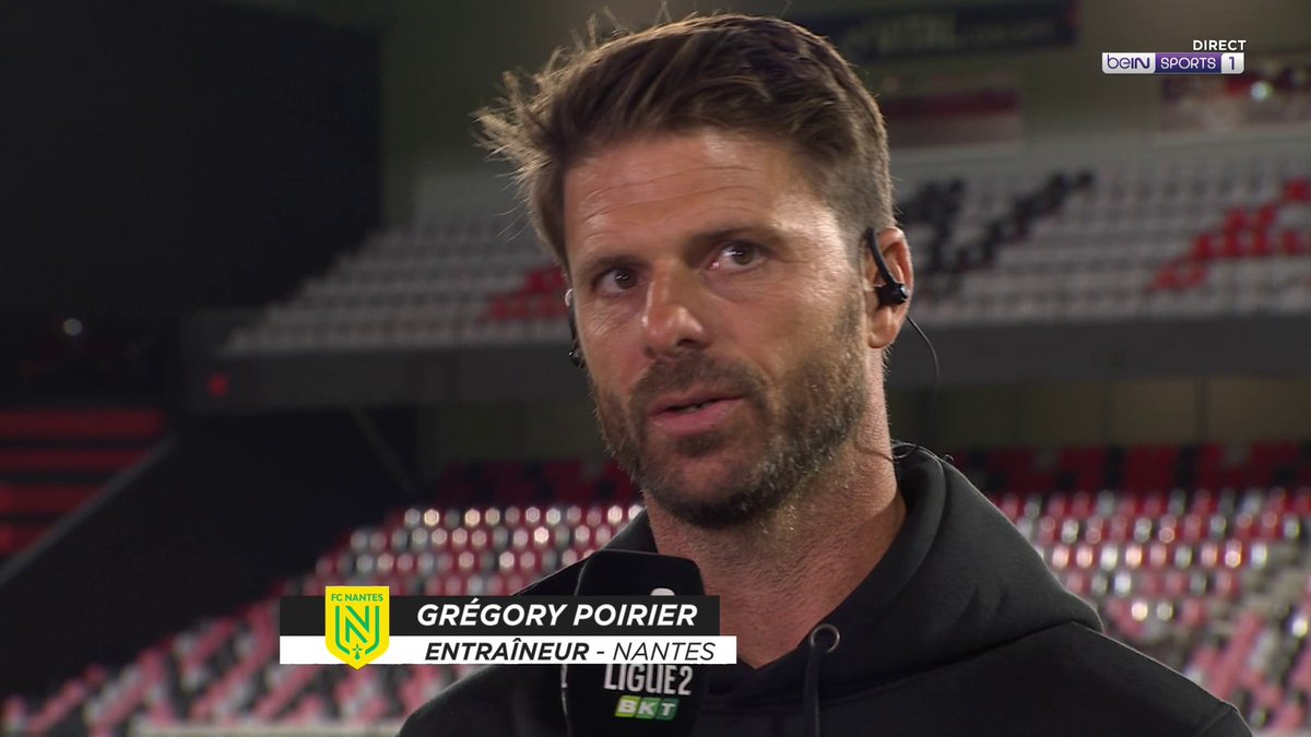 ⚽️ #Ligue2BKT 🗣 Grégory Poirier : « Je pense qu’on ne fait pas une bonne première mi-temps et ce n’est pas comme ça que je veux jouer. » #beINLIGUE2