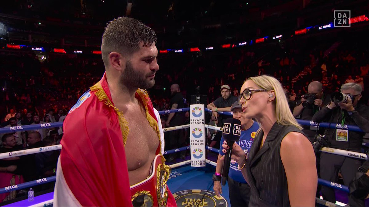"Is a chin important?" 👀 Filip Hrgovic has just one question after his victory 🤔 🎟️ Buy #MosesHrgovic NOW at | Live Now | Watch only on DAZN ▪️