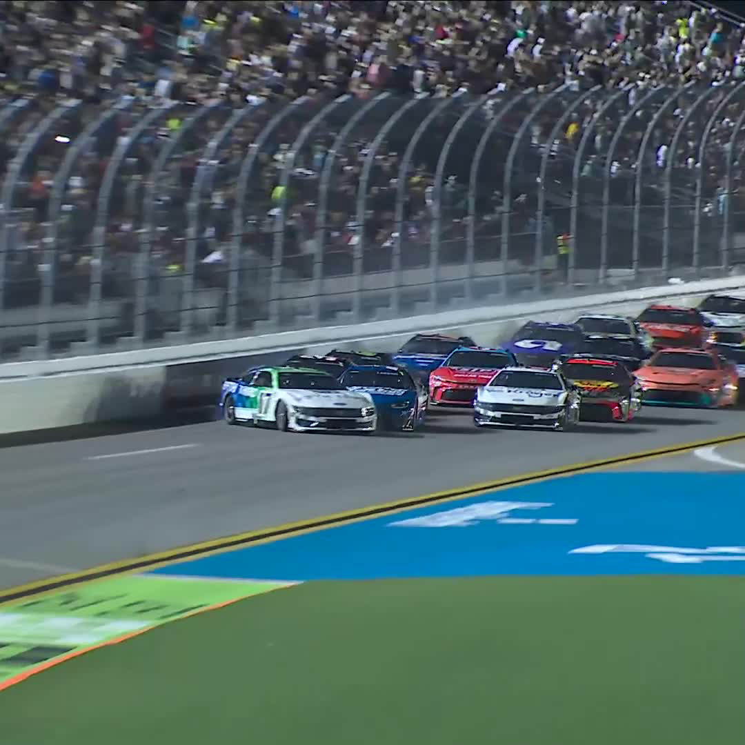 The leaders make contact coming to the green-and-white checkered, and Shane van Gisbergen takes Stage 1!