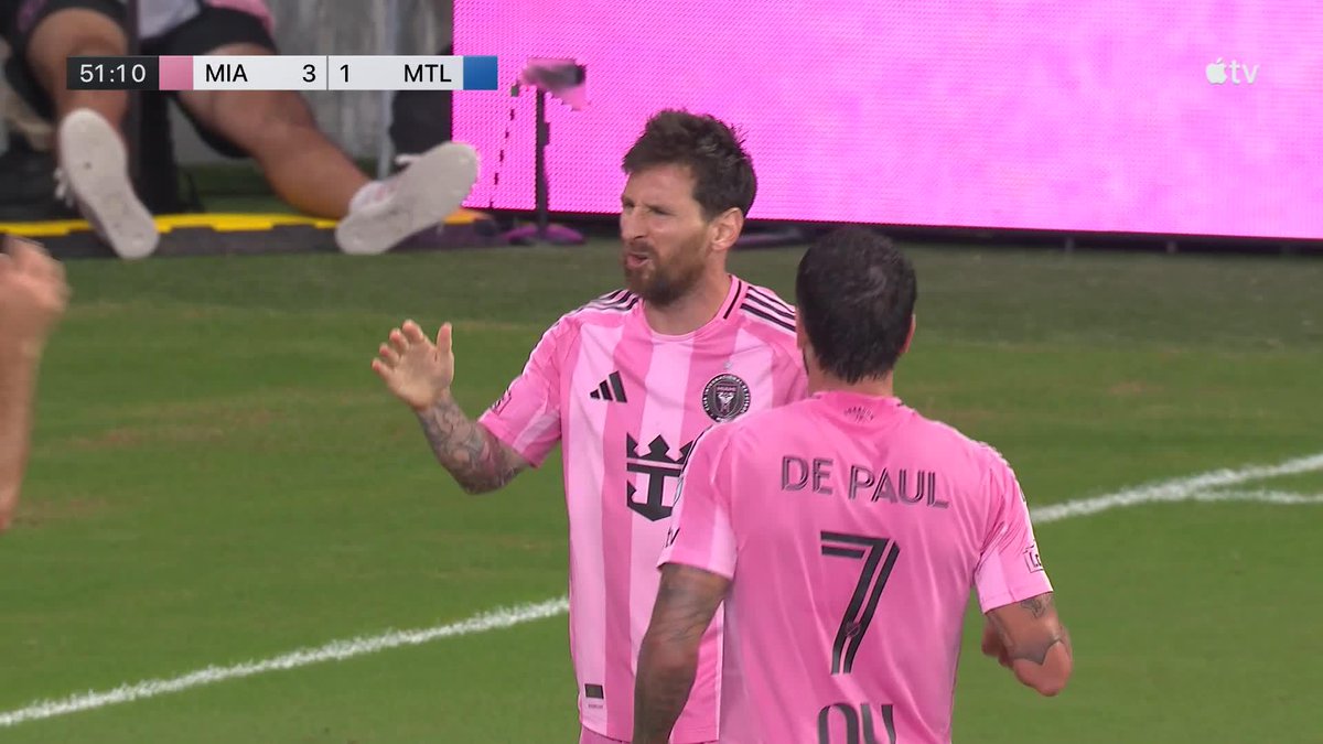 Dancing through the defense 🤯 Messi scores his second of the game and is now tied for most goals this season with 16 😳 📺 Watch on Apple TV: