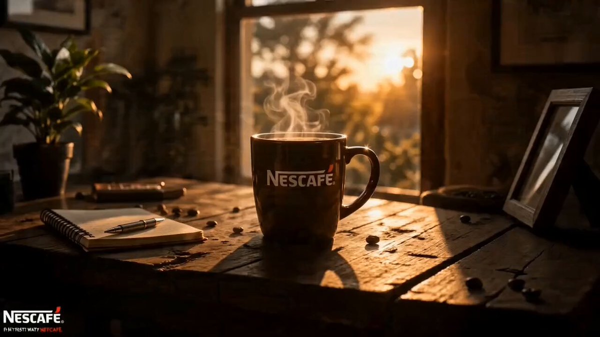 **AI IMAGE PROMPT — NESCAFÉ CLASSIC CINEMATIC STORYBOARD** Generate **one premium professional vertical storyboard in 9:16 format** for a **NESCAFÉ Classic commercial**, featuring **5 seamlessly connected cinematic scenes** presented as a single cohesive advertising composition. ### CREATIVE DIRECTION Create the visual language of a **premium global coffee campaign** with: * NESCAFÉ-inspired red-and-white brand aesthetic * Apple-inspired minimalist editorial composition * Luxury FMCG magazine advertising style * Clean white editorial background * Sophisticated NESCAFÉ red accents * Bold modern sans-serif typography * Generous negative space * Warm, rich coffee color grading * Elegant visual hierarchy * Photorealistic commercial photography * Premium cinematic lighting ### 5 CONNECTED CINEMATIC SCENES **SCENE 01 — MORNING BEGINNING** A beautifully designed modern kitchen at sunrise. Warm golden sunlight enters through a large window. A NESCAFÉ Classic jar sits elegantly on a spotless white countertop beside a premium ceramic coffee cup. Subtle steam rises from freshly prepared coffee. Calm, sophisticated morning atmosphere. **SCENE 02 — THE POUR** Cinematic macro close-up of rich, dark NESCAFÉ coffee being poured smoothly into the cup. Capture the swirling liquid, creamy texture, delicate steam and realistic reflections. Use dramatic slow-motion visual language and shallow depth of field. **SCENE 03 — THE FIRST SIP** A stylish person takes the first sip of freshly prepared NESCAFÉ coffee in a bright minimalist environment. Natural expression, relaxed confidence, warm sunlight and elegant lifestyle composition. Keep the coffee and emotional moment as the focal point. **SCENE 04 — MOMENT OF ENERGY** The same person transitions into a productive modern workspace, focused and inspired. The NESCAFÉ cup remains naturally visible on the desk. Warm sunlight, subtle cinematic depth, clean surroundings and sophisticated editorial framing communicate energy, focus and motivation. **SCENE 05 — HERO PRODUCT** A striking premium hero shot of the NESCAFÉ Classic jar beside the finished coffee cup against a pristine white background. Elegant steam rises from the cup. Subtle NESCAFÉ red graphic elements frame the composition. Crisp packaging details, realistic shadows, beautiful reflections and luxury commercial lighting create a memorable final frame. ### VISUAL STORY FLOW **MORNING → PREPARATION → FIRST SIP → ENERGY → HERO PRODUCT** Maintain **perfect visual continuity** across all five scenes: same NESCAFÉ Classic packaging, consistent red-and-white branding, warm coffee tones, lighting direction, environment style and cinematic color grading. ### TYPOGRAPHY Integrate minimal premium editorial typography without overcrowding the composition: **“START YOUR DAY.”** **“RICH COFFEE. FULL FLAVOR.”** **“MAKE THE MOMENT.”** Use bold contemporary sans-serif typography with precise spacing, clean alignment and sophisticated magazine-style placement. ### CAMERA & RENDERING Ultra-realistic commercial photography, cinematic 50mm lens, macro product shots, shallow depth of field, HDR, realistic reflections, natural steam, highly detailed coffee texture, crisp product focus, soft cinematic shadows, premium studio lighting, realistic materials, sophisticated composition, ultra-detailed 8K quality. ### FINAL LOOK The final image must look like a **high-end global advertising campaign storyboard**, combining minimalist editorial design with emotional coffee storytelling. Clean, luxurious, modern, photorealistic, sophisticated and highly polished. **Aspect Ratio: 9:16 vertical | Ultra HD | 8K | Premium FMCG Advertising**