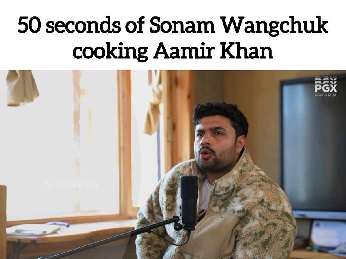 Sonam Wangchuk absolutely roasted Aamir Khan. 😭🔥 Prakhar Gupta: Aamir Khan says he never met Sonam Wangchuk and that 3 Idiots had nothing to do with Sonam. What do you have to say about that? Sonam Wangchuk: Our meeting did happen. When Aamir met me to discuss 3 Idiots, he was shooting for Ghajini. So maybe he lost his memory 15 minutes after meeting me. After all he’s the kind of actor who gets so deep into his roles that he becomes the character he’s playing.