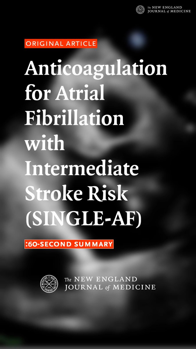 In patients with atrial fibrillation and intermediate stroke risk, direct oral anticoagulation led to a lower risk of stroke, systemic embolism, major bleeding, or death from cardiovascular causes than no anticoagulation. Full SINGLE-AF trial results: #ESCCongress | European Society of Cardiology