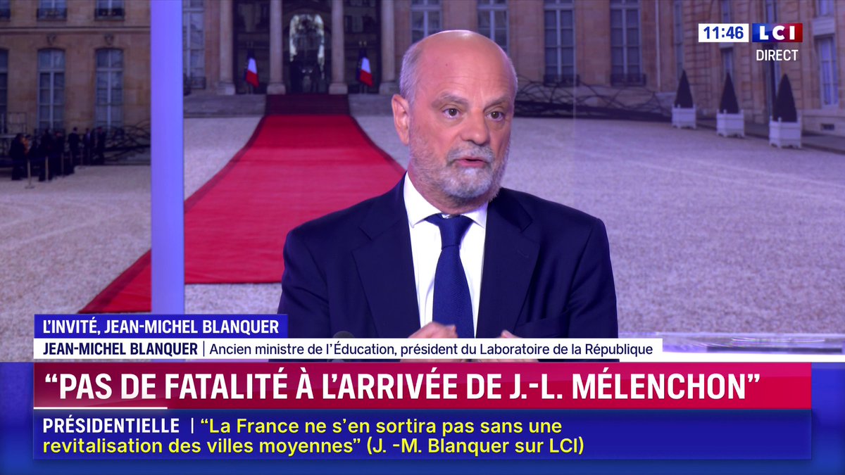 🗣️ "Ces deux candidats ont des propositions qui ne font qu'aggraver les maux qui existent", estime Jean-Michel Blanquer au sujet de Marine Le Pen et Jean-Luc Mélenchon