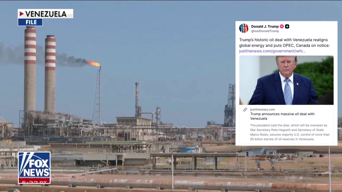 🚨 JUST IN: President Trump posts that his generational 65 billion barrels of oil deal with Venezuela puts CANADA "ON NOTICE," along with OPEC "REALIGNS global energy" America is the oil and energy king and Trump is making sure of it! 🇺🇸