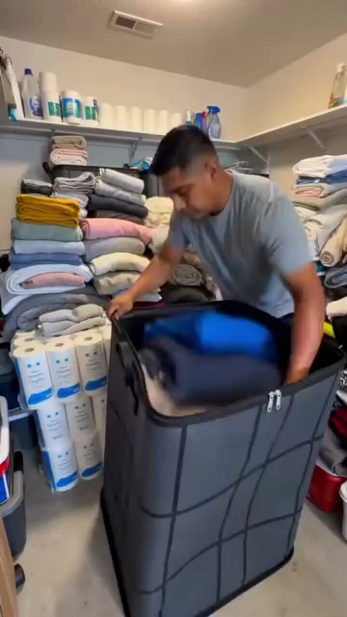 Get bulky bedding and seasonal clothes out of the way with a large zippered bag that keeps everything together. When the bag is empty, fold it down instead of finding space for another rigid bin.