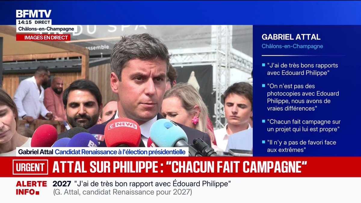 "Je veux que les Français se disent que leurs enfants et leurs petits-enfants auront une meilleure vie que la leur", lance Gabriel Attal, candidat Renaissance à l'élection présidentielle