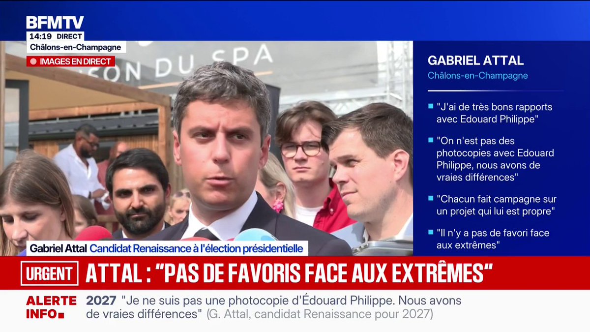 "L'âge légal de départ ne permet plus de piloter notre système de retraite", estime Gabriel Attal, candidat Renaissance à l'élection présidentielle