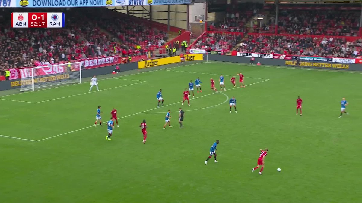❌ Aberdeen goal ruled out! Kevin Nisbet thought he'd got Aberdeen's equaliser against Rangers but it's disallowed after a VAR check ⤵️