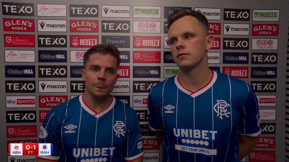 🗣️ “It was so important to show what a real Rangers team should look like.” 🗣️ “The big man stepped up as he always does.” Goalscorer Lawrence Shankland and Cammy Devlin reflect on Rangers’ win at Aberdeen 🔵
