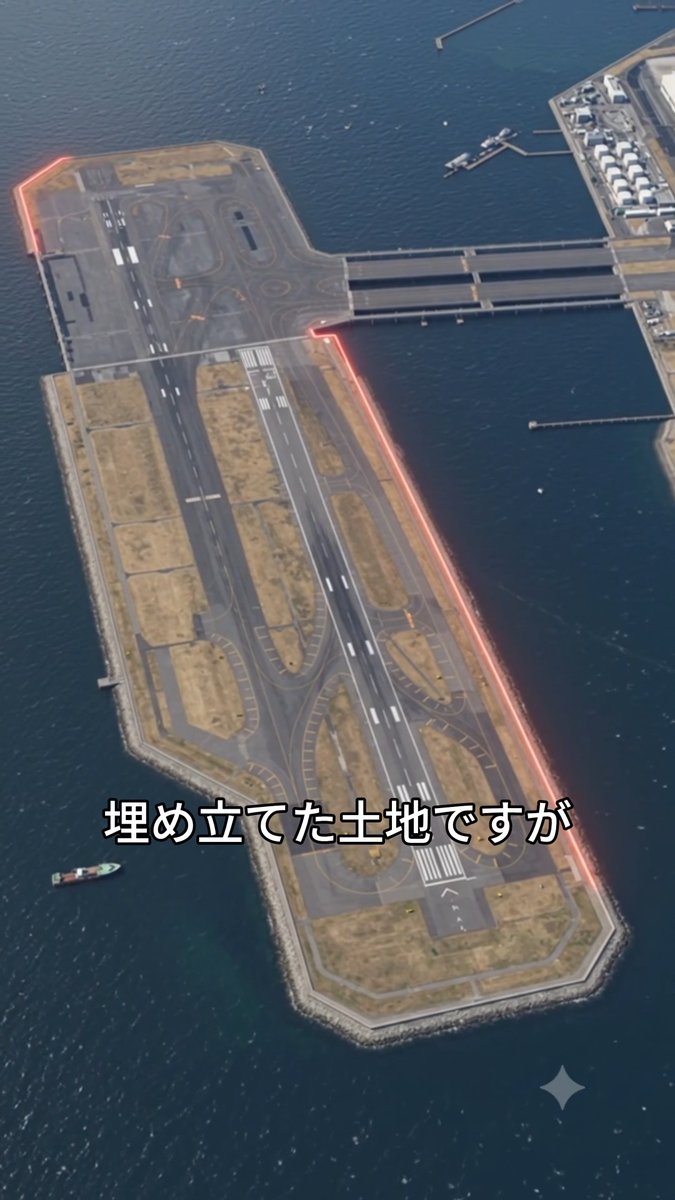 羽田空港D滑走路。 上から見ると普通の滑走路なのに、 その下では途中から構造がまったく変わります。 なぜ「埋立」と「桟橋」を組み合わせたのでしょうか? #羽田空港 #D滑走路 #土木