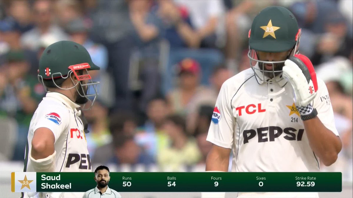 Saud Shakeel finds the boundary to bring up his first half-century in England! 👏