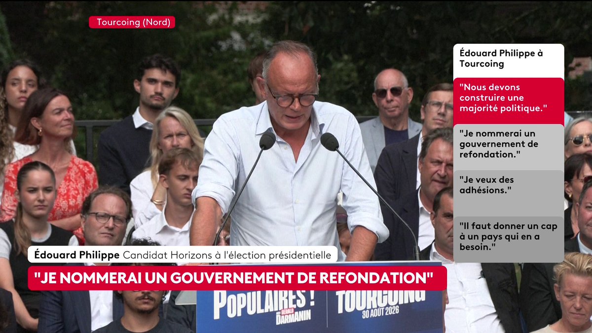 🔴🗣 "Je nommerai un gouvernement de refondation", déclare Edouard Philippe, candidat Horizons à l'élection présidentielle. #canal16