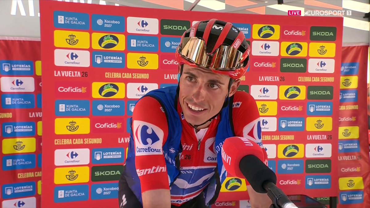 "Ahora entiendo a Tadej (Pogacar), el maillot te da alas" "Creo que sí, estoy en el mejor momento de mi carrera" 🎙️ Enric Mas, exhuberante tras ganar en Aitana. #LaVuelta26