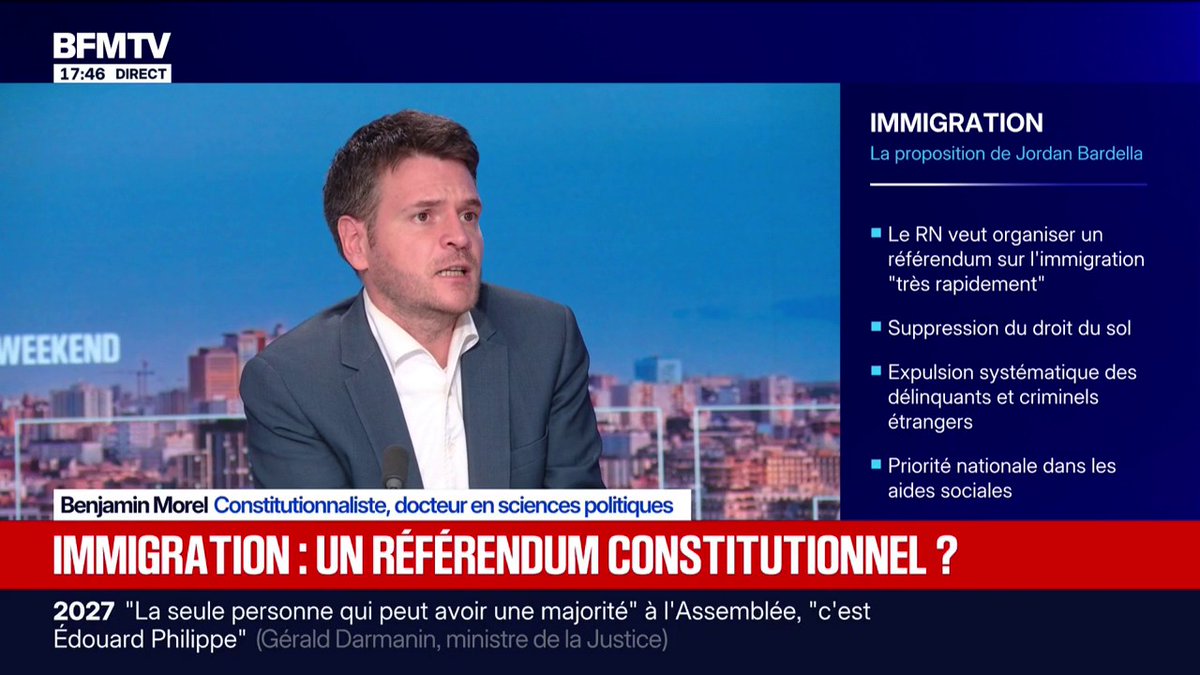 Le référendum sur l'immigration proposé par le RN est-il conforme à la Constitution? Les explications de Benjamin Morel, constitutionnaliste