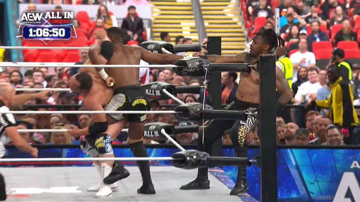 STP takes the sneaky advantage while the referee has his back turned! Watch the #AEWAllIn London Buy In LIVE