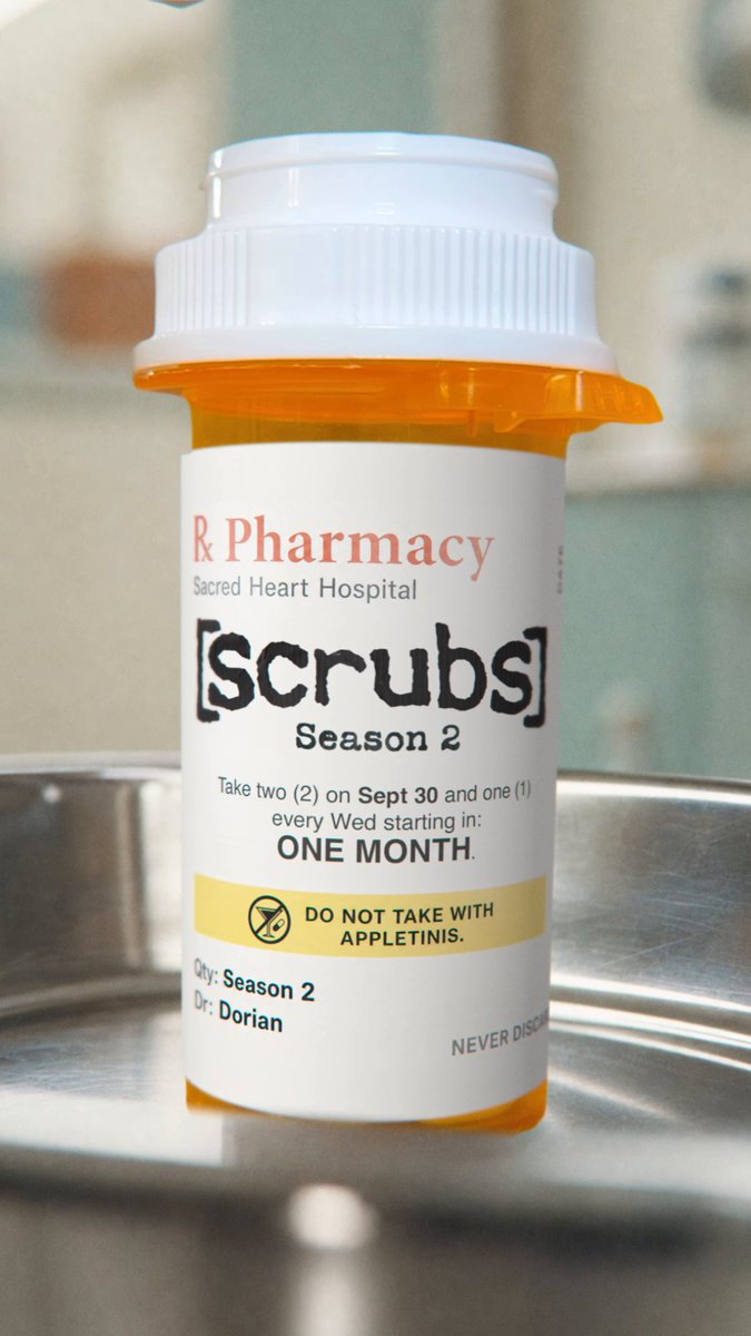Your prescription will be ready for pick-up in one month. Dosage: Take 2 episodes on September 30th and 1 every Wednesday. In the meantime... stream now on Hulu.