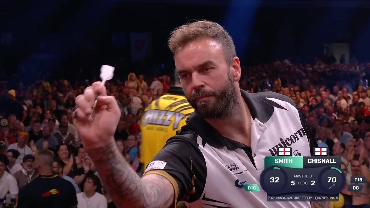 SMUDGER INTO THE SEMIS! Ross Smith comfortably sees off Dave Chisnall 6-2 to set up a semi-final clash with Danny Noppert! It also means there will be a new name on the Hungarian Darts Trophy by the end of the evening 🏆 📺 #ET11