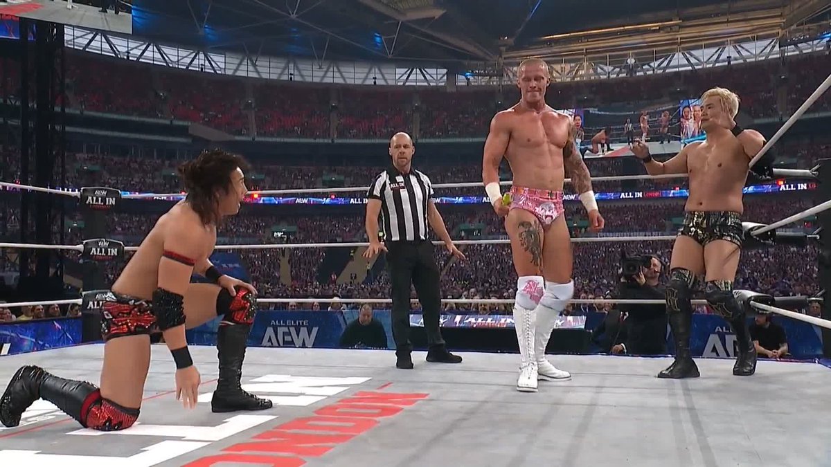 A brief miscommunication between members of The Invisible Hand Family leads to an incredible feat of strength from Konosuke Takeshita! Watch #AEWAllIn London LIVE on HBO Max PPV
