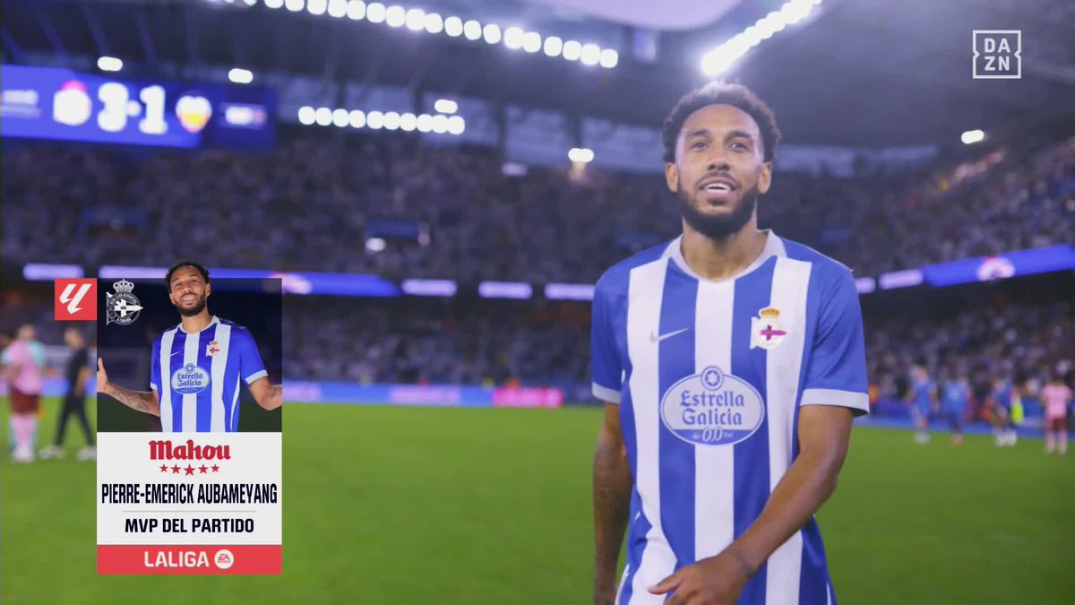 El MVP en la primera victoria del Dépor en LALIGA 26/27 es Aubameyang🌟🇬🇦 #LALIGAenDAZN⚽️