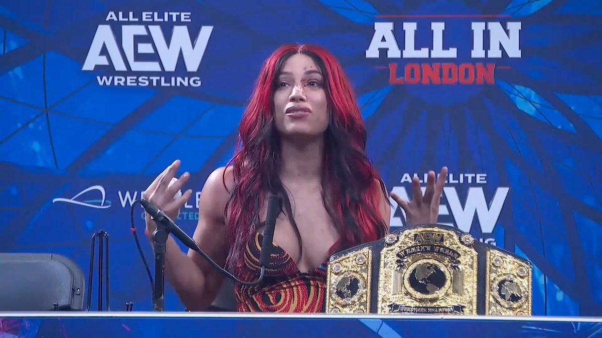 "I want people to love and care about Women's Wrestling!" The CEO Big D Moné comments on what she wants her legacy to be at the #AEWAllIn London Media Scrum!