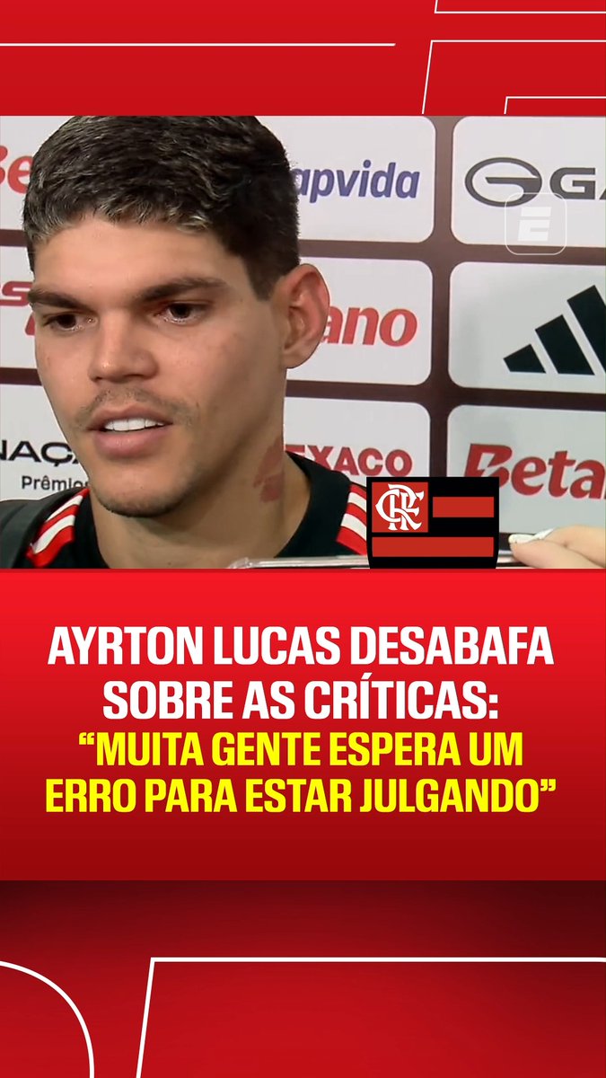 Após a vitória do Flamengo sobre o Botafogo, Ayrton Lucas desabafou sobre as críticas sofridas pelo 2º gol marcado pelo Cruzeiro, em derrota na semana passada no Campeonato Brasileiro. #FutebolNaESPN