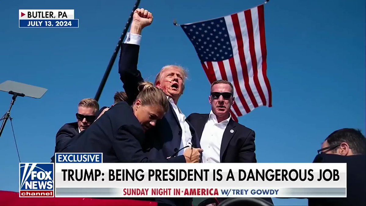 President Trump tells Trey Gowdy he doesn't live in fear of being shot after surviving attempts on his life, acknowledging the risks that come with the presidency. "It's a dangerous profession," Trump said, adding, "Only consequential presidents get shot, or shot at." The president speaks exclusively on "Sunday Night in America with Trey Gowdy." Sunday Night in America with Trey Gowdy