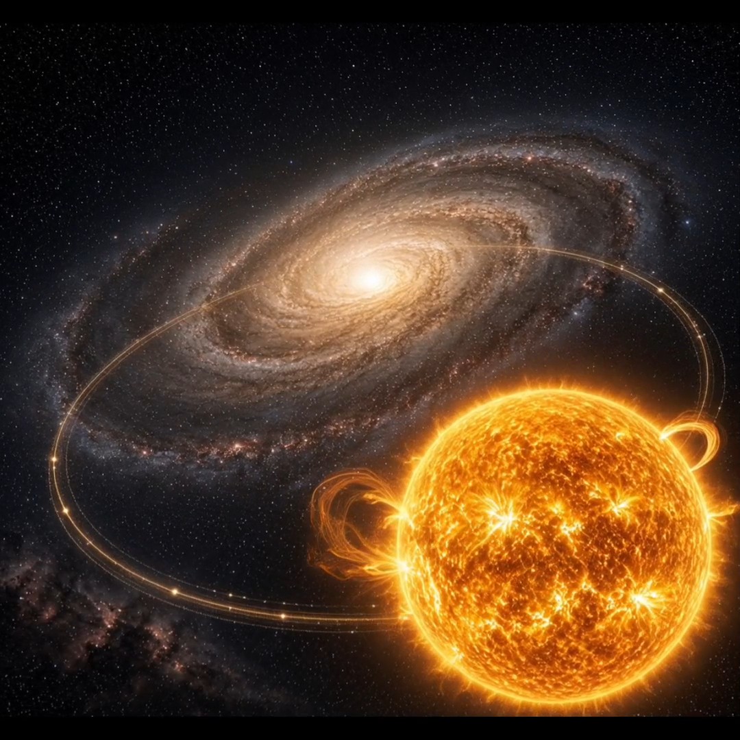 Most people don’t know that the Sun is also constantly moving through space. The Sun, along with our entire Solar System, orbits the center of the Milky Way at about 720,000 km/h, taking roughly 230 million years to complete one orbit. The Sun formed about 4.6 billion years ago, so it has completed roughly 20 orbits around the Milky Way so far. And it will complete roughly 22 more orbits before it eventually expands into a red giant in about 5 billion years.