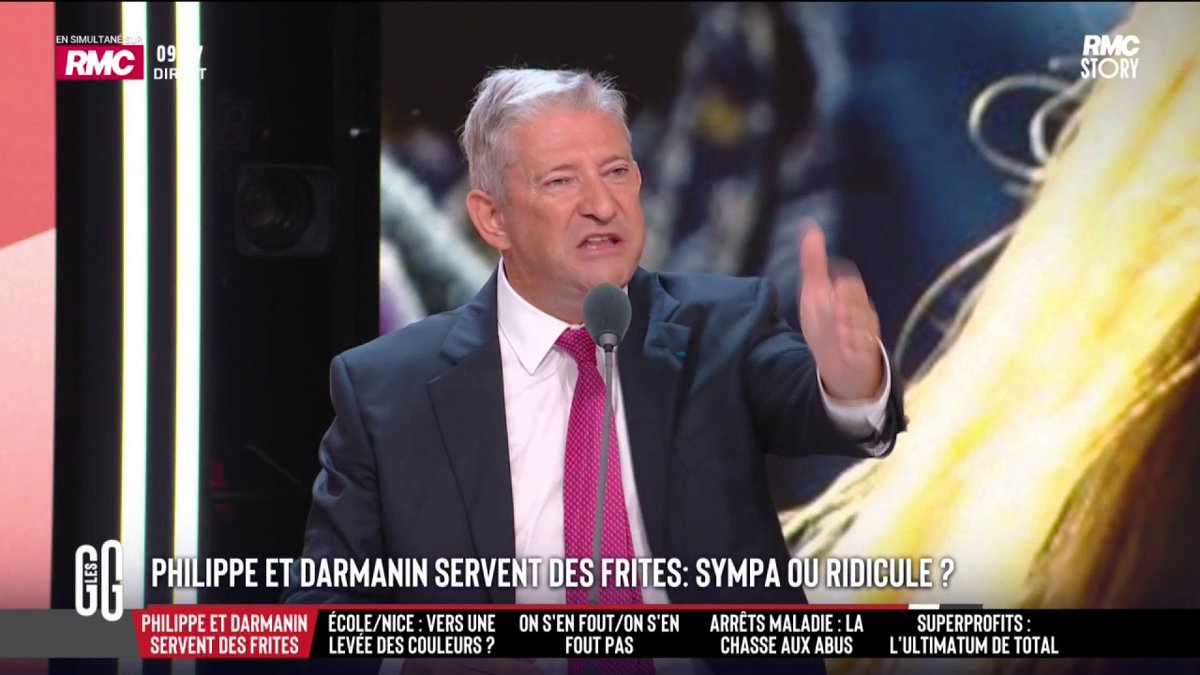 🍟 Philippe et Darmanin servent des frites à Tourcoing 🎙️ Joëlle Dago-Serry : "Je pense que c'est juste un moment de convivialité !" 🎙️Emmanuel de Villiers : "L'État du pays et de la justice en tablier à côté des frites, ce n'est pas digne !" #GGRMC