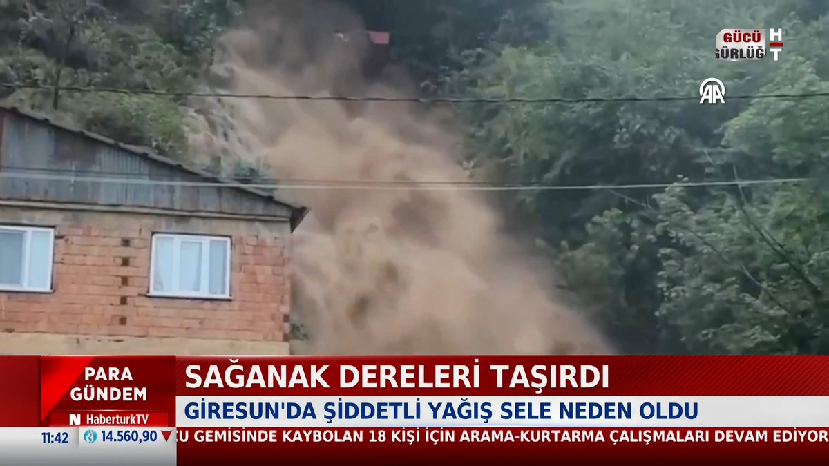 🌧Sağanak dereleri taşırdı. Giresun'da şiddetli yağış sele neden oldu, heyelan yolları kapattı.