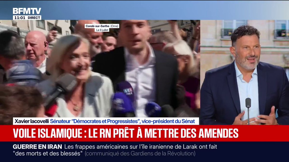 "Le problème c'est que vous stigmatisez les musulmans": Xavier Iacovelli, sénateur "démocrates et progressistes", répond au RN qui veut mettre en place des amendes contre le voile islamique