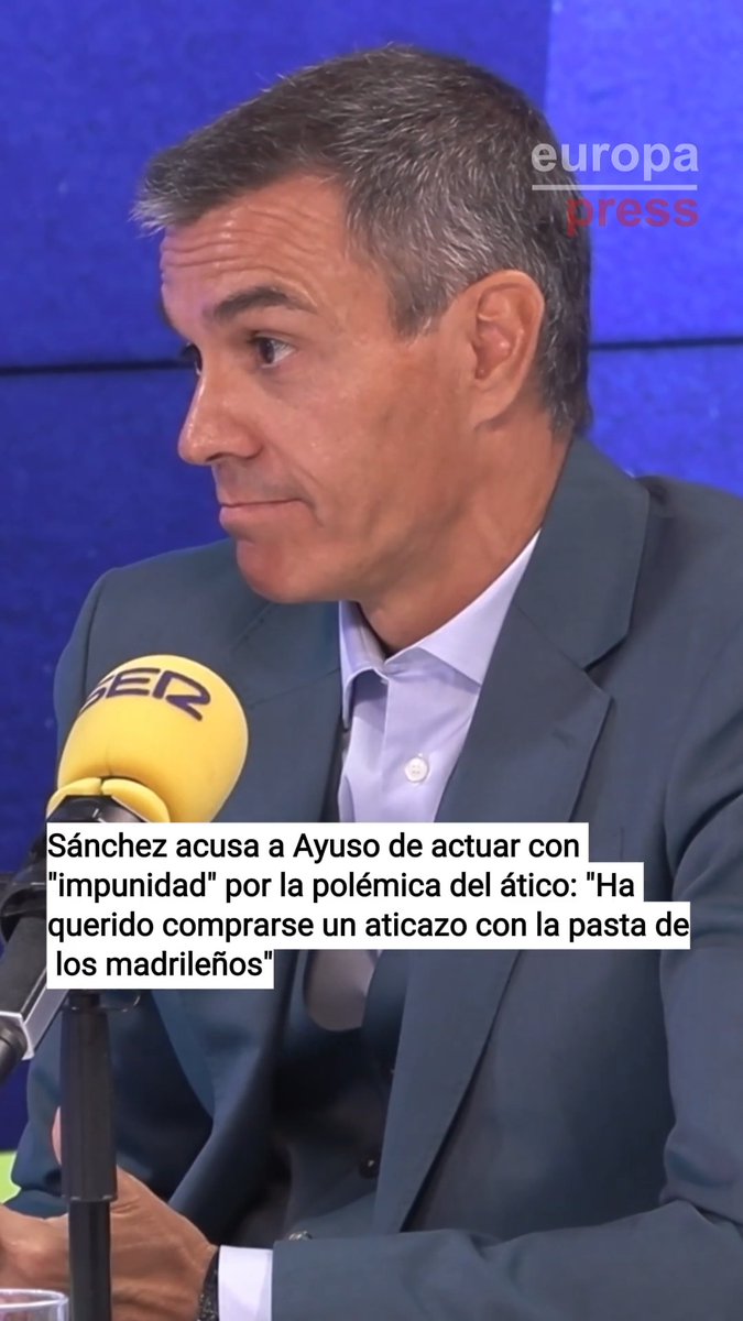 Sánchez acusa a Ayuso de actuar con "impunidad" por la polémica del ático: "Esta señora ha querido comprarse un aticazo con la pasta de los madrileños para vivir en él y se le ha pillado"