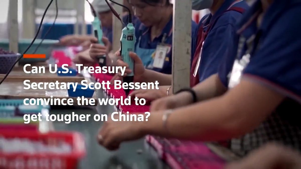 US Treasury Secretary Scott Bessent said he will encourage G20 members to re-examine terms of trade with China to shrink global imbalances and press Beijing to rebalance its economy away from exports and toward domestic consumption