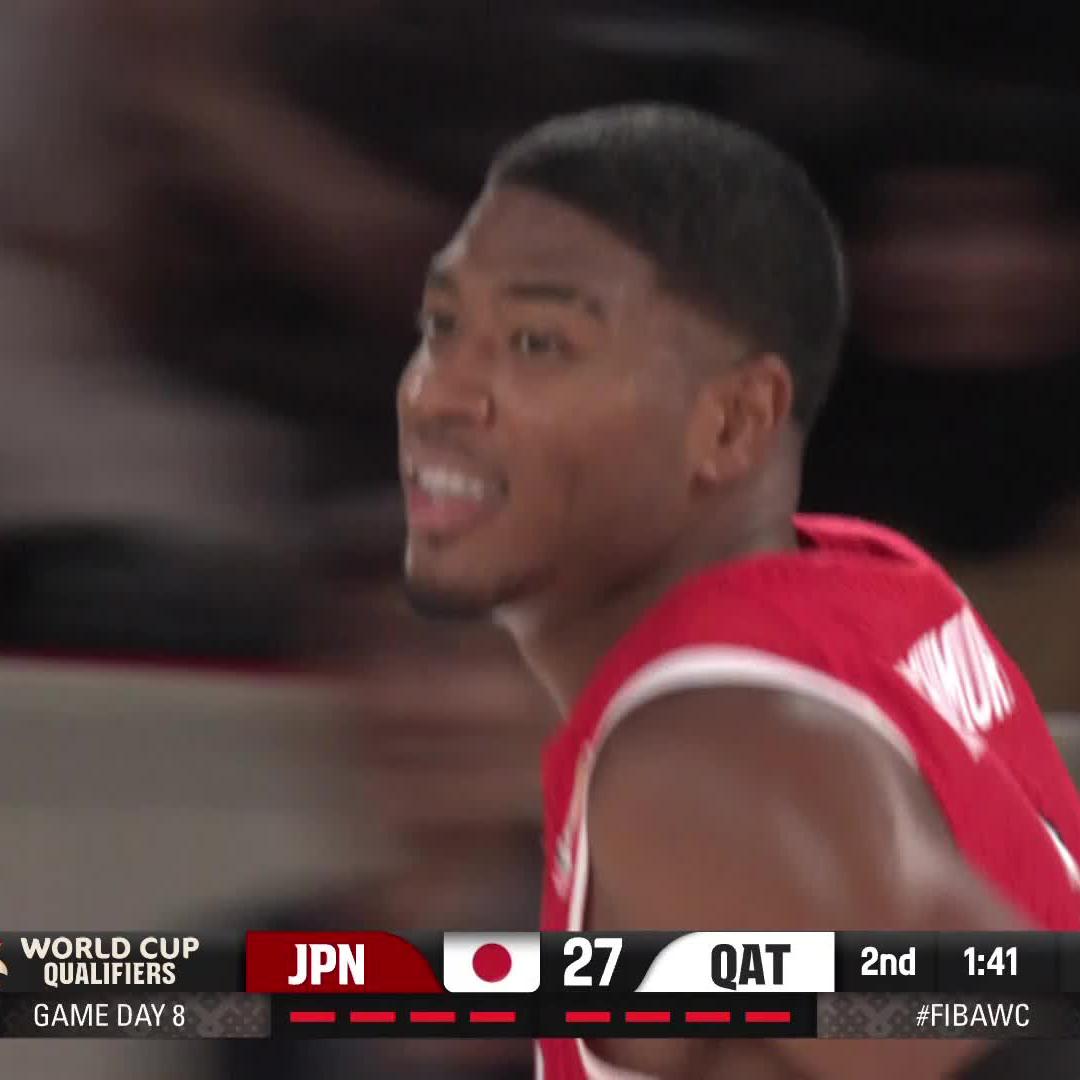 Rui Hachimura is going CRAZY in Tokyo ๐ฅ 19 PTS, 5/5 3PM, 7/9 FG, 3 BLK at the half against Qatar! #FIBAWC x #StepItUp