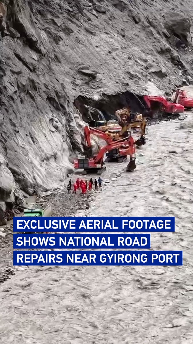 Exclusive aerial footage shows national road repairs near Gyirong Port. As of August 31, crews had advanced 533 meters along the damaged section, with about 1.15 kilometers remaining to reach the port.