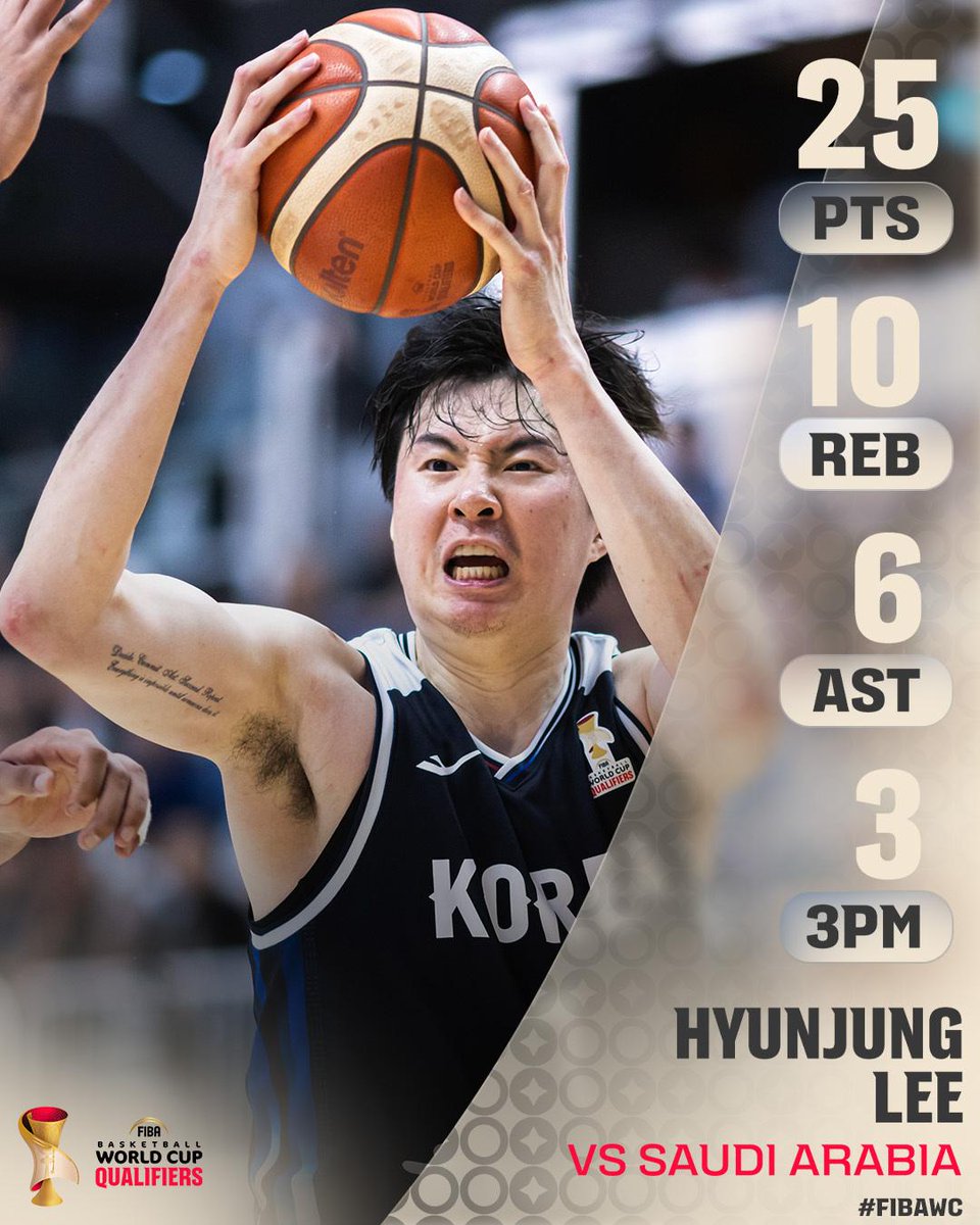 One of the best things you can do as a basketball fan is watch Lee Hyunjung hoop 🍿 📊 vs. KSA: 25 PTS | 10 REB | 6 AST | 3 3PM #FIBAWC x #StepItUp