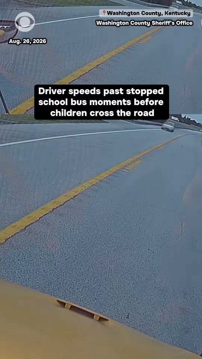 A driver sped past a stopped school bus in Washington County, Kentucky, moments before children crossed the road on August 26.