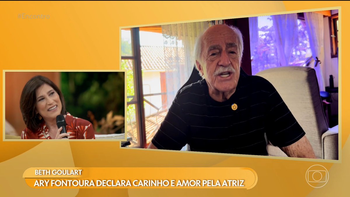 caiu um cisco aqui! 🥹 Ary Fontoura deixou um recadinho pra Beth Goulart contando que balançava ela no berço e hoje eles são vizinhos de porta. é muita história! meta de amizade, sim ou claro? ❤️😭 #Encontro #TVGlobo