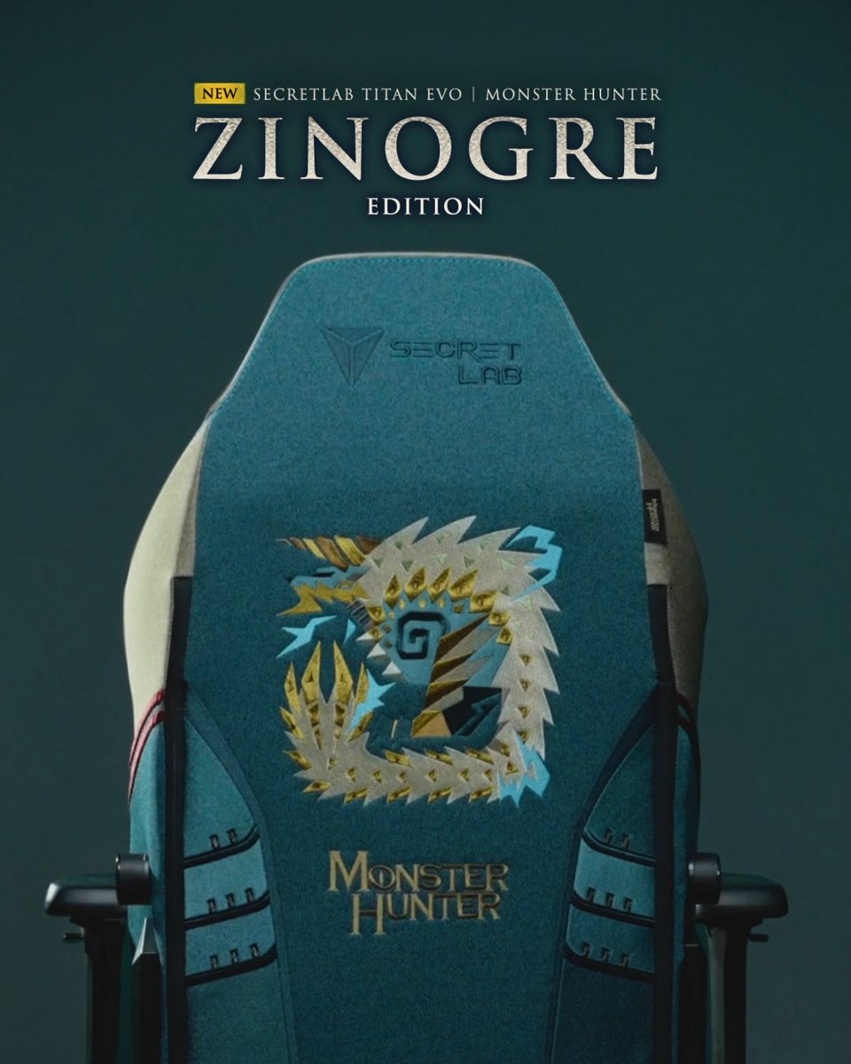 The Lord of Lightning has arrived. Harness Zinogre’s thunder in battle with the Secretlab TITAN Evo Monster Hunter Zinogre Edition, upholstered in SoftWeave® Plus Fabric and featuring meticulous 3D embroidery for even more detail: Monster Hunter #MonsterHunter #Zinogre